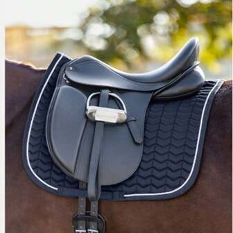 TGW RIDING Sella classica con trapuntatura elegante e insolita. Le asole della cinghia sono aperte con chiusura a strappo. Il rivestimento garantisce una buona assorbenza del sudore, 280 g/m² di imbottitura e 10 mm di schiuma assicurano un'eccellente equalizzazione della pressione.