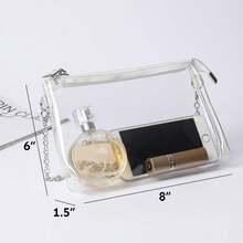 Clear Crossbody Bag With Zipper Closure, Transparent Purse For Concert Sports - Pearl Silver - View 11