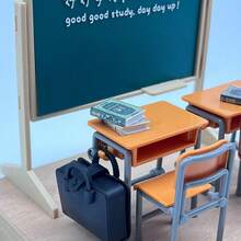 1 Set Of 3pcs Miniature Desk, Classroom, Backpack Model/Dollhouse Miniature Desk & Chair Set/DIY Decor/Roleplay Toy For Boys & Girls/Mini Scene Prop/Suitable For Graduation & Back To School Gift For Friends, Meaningful Souvenir - Multicolor - View 14