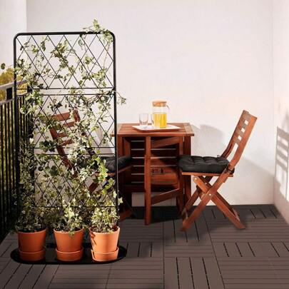 Heavy-Duty Patio Solid Wood Balcony Deck Tiles, Large Square Size, Non-Slip Surface Texture, Heavy Duty Bearing Capacity 380 Lbs, Snap Together, No Need For Professional Installation, Suitable For Landscaping And Indoor/Outdoor Use