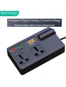 TISIFANG Car Power Inverter 12V-24V With USB Ports & Digital Voltage Display, Cigarette Lighter Adapter For Cars, RVs, And More