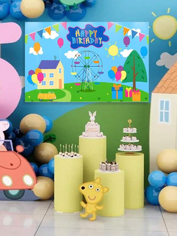 Peppa Pig Peppa Pig's Birthday Party Themed Balloon Birthday Background Decoration Cloth