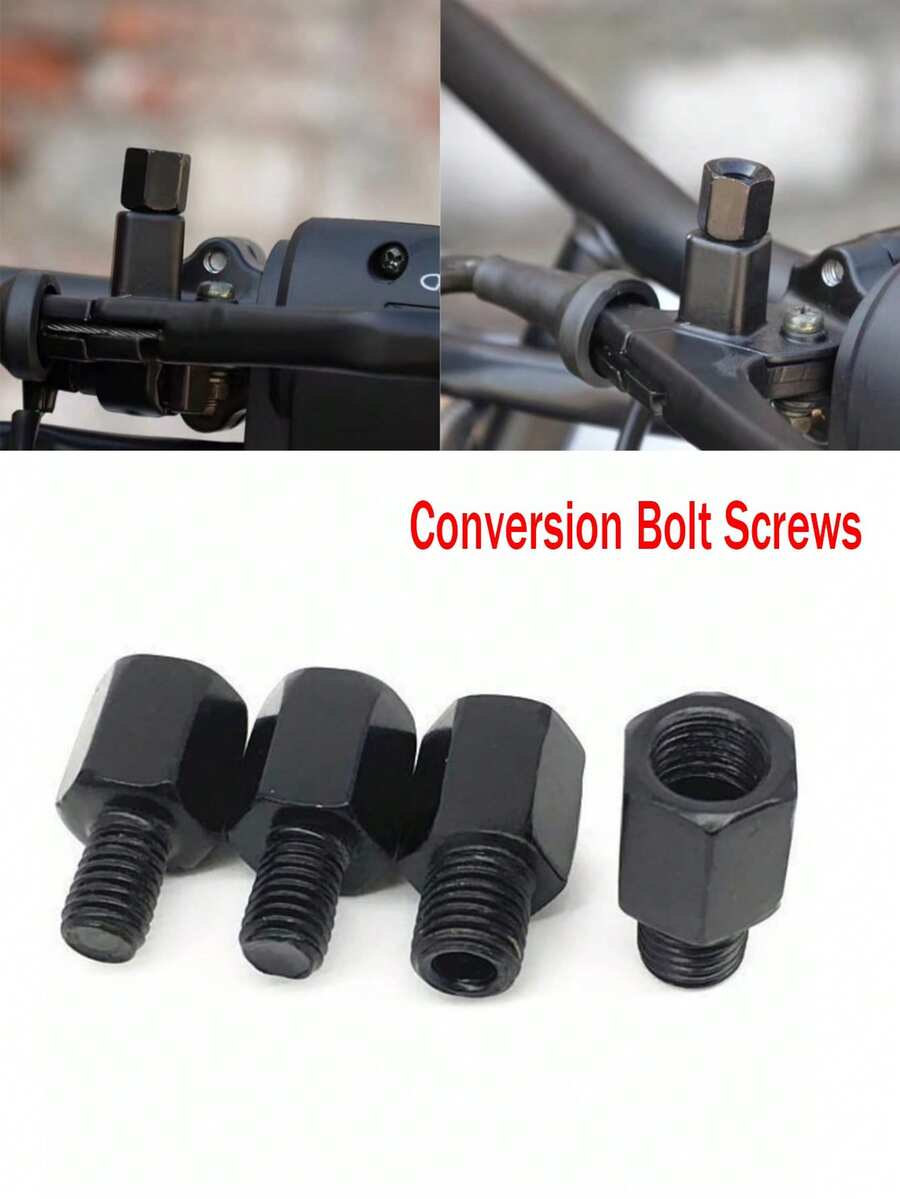 Black Mirror Adapter M10 M8 10MM 8MM Motorcycle Scooter Rearview Mirrors Adapters Right Left Hand Thread Conversion Bolt Screws 1pc - Black - View 1