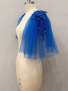 1 Paio Di Accessori Sposa Scuri Epaullettes In Tulle Con Borchie A Forma Di Ala Nera, 30 cm
