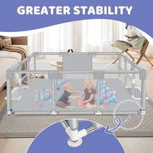 71 Inch Extra Large Baby Play Yard, Baby Playpen With Soft Breathable Mesh, Kids Indoor And Outdoor Playpen, Infant And Toddler Playpen, Non-Slip Base Playpen - 灰色 - 查看 4