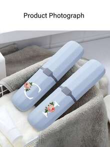 1pc Printed Rose Letter A-Z Blue Portable Toothbrush Holder, Keep Your Toothbrush Clean And Anytime, Anywhere! Travel Toothbrush Storage Box, Portable Toothbrush Cup Sleeve, Multi-Functional Toothbrush Cup, Travel Wash Cup, Toothbrush And Toiletries Storage Set, Suitable For Travel, Camping, Business Trip, School, Dorm Storage, Student Gift, Family Gift. - Blue - View 4