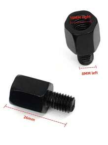Black Mirror Adapter M10 M8 10MM 8MM Motorcycle Scooter Rearview Mirrors Adapters Right Left Hand Thread Conversion Bolt Screws 1pc - Black - View 16