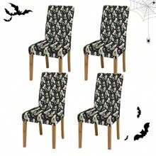 1 buc/2 buc/4 buc/6 buc Husă de scaun decorativă cu imprimeu de sărbători, stil desen animat drăguț, cu fantomă mică, temă de Halloween, husă elastică completă din spandex, husă de scaun rezistentă la murdărie pentru decorul casei