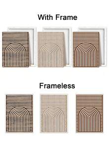 3pcs Bohemian Wooden Wall Decor - Geometric Line Prints, Modern Abstract Canvas Posters, Waterproof Home Decor For Bedrooms, Living Rooms And Dorms, Living Room Wall Decor, Bohemian Style , Wall Decor, Wall Arts, Art Prints, Posters, For Living Rooms, Bedrooms, Offices And Dorms, Indoor/Outdoor Use, Optional Frame