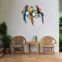 [Charming Iron Parrot Sculpture] 11.81" Iron Metal Parrot Wall Art - Charming Sculpture For Indoor & Outdoor Decor - Living Room, Patio, Or Balcony