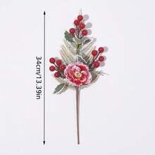 1 pieza, Ramas de pino con escarcha artificial y bayas, recortes de árbol de Navidad, ramas de cedro de Navidad para coronas y decoración navideña, tallos de árbol de Navidad de plástico para manualidades DIY