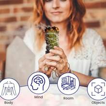 1/3件套鼠尾草香薰套装，用于净化负能量、家居清洁和营造幸福氛围，包含迷迭香、薰衣草和白鼠尾草熏香棒，手工制作。 - 多樣化香型 - 查看 6