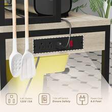 Devoko Backers Rack With Power Outlet, 39.4" W Kitchen Microwave Stand With 8 S-Shaped Hooks, 5 Tiers Coffee Bar Station Storage Shelf For Spices, Pots - View 4