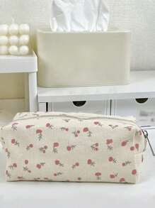 حقيبة قلم صغيرة بطبعة زهور بسيطة ، حقيبة تخزين قرطاسية جذابة وطازجة للغاية، حقيبة تخزين فرشاة مكياج، حقيبة تخزين مستحضرات تجميل صغيرة للحمل معك، إغلاق زلاجي، قوية وصغيرة ومريحة، سهلة الحمل، مناسبة للتنقل إلى العمل وإجراء الرحلات التجارية والسفر،علبة أقلام، حقيبة أقلام، حقيبة مدرسية ، مستلزمات مدرسية،عودة إلى المدرسة