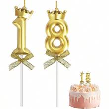 18th Birthday Candles Gold Number Candles Cute 18  81 Candle Set Numeral Birthday Candles For Cake Number Candles Happy Birthday Decorations For Girls Cake Wedding Anniversary Celebration Party Favor - 18 - 查看 1