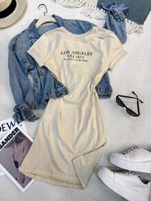Women's Cotton Dress - Beige - View 2