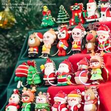 1 szt./3 szt./5 szt./10 szt. Brelok do kluczy z motywem świątecznym, zawieszka ozdobna z motywem Świętego Mikołaja/Bałwana/Choinki, kreatywny brelok do kluczy z miękkiej gumy PVC, spersonalizowana dekoracja na święta, drobne prezenty, dostawa prezentów na imprezę, nagrody dla studentów, prezenty firmowe