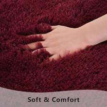 Fluffy Modern Area Rugs For Living Room Bedroom,Plush High Pile Purple Rug For Kids Girls Room Nursery Home Decor, Upgrade Non-Slip Girls Bedroom Soft Indoor Rug - 酒紅色 - 查看 8