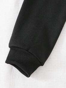 1pc Unisex Customizable Text Black Hoodie, Suitable For Casual Everyday Wear And Halloween Theme Personalization, Fits Halloween And Casual Occasions - Black - View 6