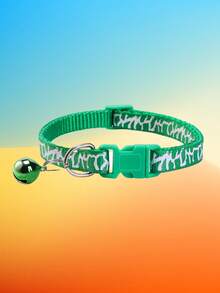 6件套小型宠物项圈带铃铛可爱印花猫可调节7-12英寸适合3-12个月大的猫 - 混合色 - 查看 6