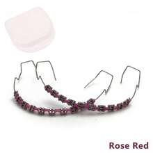 1 Pair Metal Wires Fake Braces With Box, Colorful Brackets For Teeth Temporary, Dental Metal Bracket Orthodontic Ligature Ties - 玫瑰紅 - 查看 1