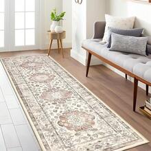 Boho Washable Area Rug Large Soft Living Room Bedroom Floor Carpet Mat Indoor Farmhouse Vintage Non Slip Accent Throw Rugs For Entryway Kitchen Dorm Dining Room - Màu nâu - Xem 8