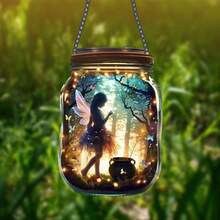 1件梦幻仙境——宛如仙女灯——户外花园装饰梅森罐。采用二维亚克力材质，这款多功能吊坠散发着童话般的魅力。它可用作户外花园、窗户、卧室、客厅和家居装饰的挂饰。 - 彩色 - 查看 10