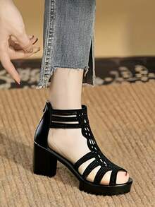 Women Heeled Sandals - Black - View 5
