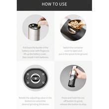 2 Packs Electric Salt And Pepper Grinder Set, Salt And Pepper Shakers Refillable With Adjustable Coarsenes, One Hand Operation With LED Light, Stainless Steel - Multicolor - View 12