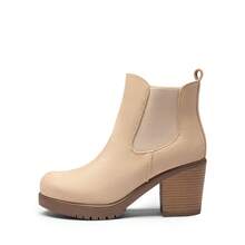 Botas de moda de mujer Liso Slip on Guay Elegante De moda - Albaricoque - Ver 2