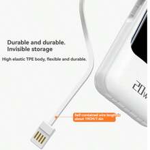 Small Portable Charger Power Bank PD20w Fast Charging Comes With Flashlight, Battery Pack 10000mAh, Fast Charging Portable Phone Charger Compatible With Iphone/Android Suitable For Summer Holiday Outdoor Travel/Camping And Emergency Backup Mobile Power Supply Gifts For Family, Friends, Birthday Power Display - Pink - View 7