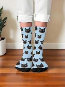 Customized Face Socks, Pet Face, Your Own Face, Friend's Face, Customized Men/Girl Socks, Personalized Picture Socks, Photo Socks, Image Size 44x25.2cm, Sock Size 21x8.5cm, Packaging Size 22x10x1cm, Weight 50g, 100% Polyester, Fabric Weight 220g/Sqm, Customized Birthday Socks Gift, Customized Christmas Gift, Halloween Gift, Christmas Gift Supplies - Multicolor - View 4