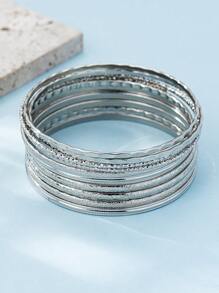 10 件/套合金纹理组合手链套装，波西米亚风格，男女皆宜，（随机古银、古铜黑化效果）