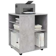 Larryhot Mobiletto con ruote grigio cemento 60x53x72 cm in legno ingegnerizzato, bello e pratico, ideale per riporre oggetti e decorare la casa - Grigio - Visualizzare 7