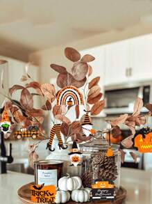 12pcs/Set Halloween Wooden Hanging Ornaments With String, Featuring Pumpkin, Witch Hat, High Heel Shoes And Vintage Car Designs, Rustic Hollow Wooden Decor, Suitable For Halloween, Thanksgiving, Indoor/Outdoor Home, Party Decoration, Porch And Tree Fall Decor Autumn Decor Home Decor Halloween Decor Room Decor