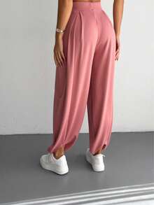 Pantalones casuales plisados de modal, unicolor - Rosa - Ver 2