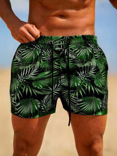 GINGTTO بنطال سباحة ضيق بخصر للرجال ذو طول 7 بوصة سريع الجفاف، ملابس سباحة رجالي مع بطانة شبكية، هاواي