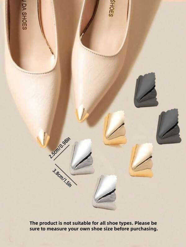1 paire (sans colle) de capuchons de protection en métal pour les orteils de chaussures pour femmes, couvre-orteils de chaussures à talons hauts décoratifs résistants à l'usure (le produit ne convient pas à tous les types de chaussures, veuillez mesurer attentivement la taille de vos chaussures avant l'achat)
