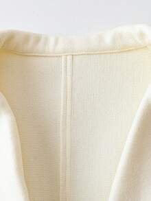 女士休闲缺口领宽肩单排扣长袖宽松白色羊毛西装外套 - 白色 - 查看 4