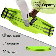 Fluorescent Green Reflective Running Waist Bag - Lightweight Nylon Zipper Bag, Suitable For Night Running, Work, And Phone Storage | Safety Buckle Closure Durable Outdoor Sports Equipment