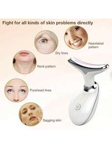 Neck And Face Lifting Massager, Neck Beauty Device With 7 Color Modes, 3 Intensity Levels And Constant Temperature Massage & Deep Cleansing, Skin Rejuvenating Beauty Instrument With Heating And Vibration For Skin Lifting And Firming, Skin Care Tool, Face Care Machine For Home Use - 彩色 - 查看 3