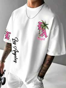 男士休闲百搭简约图案印花短袖T恤 - 白色 - 查看 2