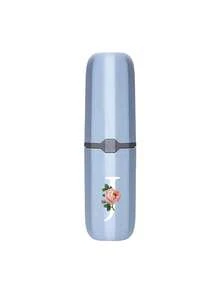 1pc Printed Rose Letter A-Z Blue Portable Toothbrush Holder, Keep Your Toothbrush Clean And Anytime, Anywhere! Travel Toothbrush Storage Box, Portable Toothbrush Cup Sleeve, Multi-Functional Toothbrush Cup, Travel Wash Cup, Toothbrush And Toiletries Storage Set, Suitable For Travel, Camping, Business Trip, School, Dorm Storage, Student Gift, Family Gift. - Blue - View 30