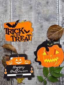 12pcs/Set Halloween Wooden Hanging Ornaments With String, Featuring Pumpkin, Witch Hat, High Heel Shoes And Vintage Car Designs, Rustic Hollow Wooden Decor, Suitable For Halloween, Thanksgiving, Indoor/Outdoor Home, Party Decoration, Porch And Tree Fall Decor Autumn Decor Home Decor Halloween Decor Room Decor