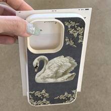 1个复古蓝色花卉天鹅图案TPU手机壳，兼容/其他手机 - 白色 - 查看 4