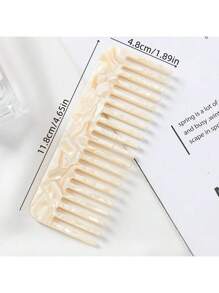 1 pièce Peigne démêlant à larges dents portable en matériau acétate, blanc et beige, peigne pour cheveux, outils de coiffure