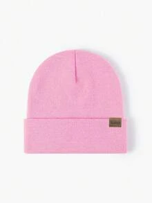 6pcs Solid Color Knit Hat + Solid Color Fingerless Gloves (6-Piece Set), Boys/Girls Outdoor Windproof Casual Winter Cold-Proof Hat Suitable For Daily Wear - Black+White+Pink - View 3