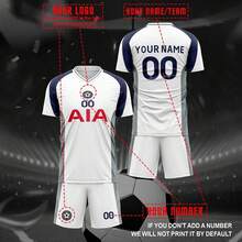 Customized Tottenham Hotspur Football Jersey With Personal Graphics, Logo, Name And Number, Unisex, Breathable Quick-Dry Sports T-Shirt Suitable For Badminton, Volleyball And Football Training - Multicolor - View 1
