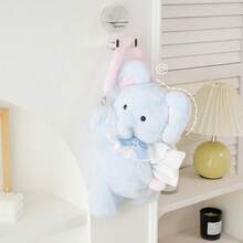 1pc Cute Pink Pig & Blue Elephant Tissue Box, Portable Plush Handheld Tissue Paper Holder, Cartoon Car/Home Decor Facial Tissue Box For Living Room, Bathroom, Coffee Table - Multicolor - View 5