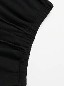 Plus Size Women's Drawstring Pockets Sports Leggings, Suitable For Fitness, Jogging, Outdoor Leisure, All Season - Black - View 5